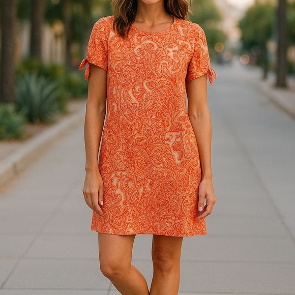 Chloe+Rene NWT- Knee Length, Round Neck, Short Sleeves W/ Ties, Size Small, Soft - Picture 1 of 12